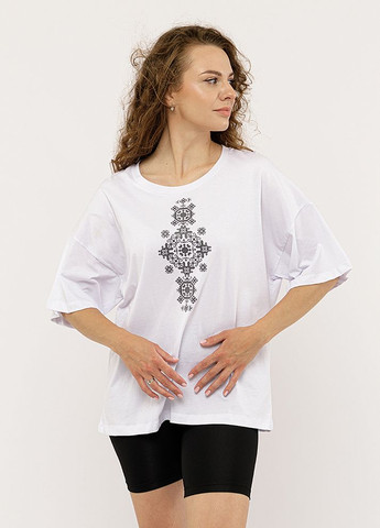 Женская вышиванка с коротким рукавом. цвет белый ЦБ-00224751 Yuki (260355876)