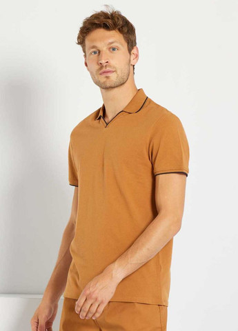 Светло-коричневая футболка-поло літо,світло-коричневий, для мужчин Kiabi