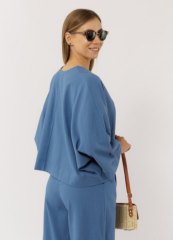 Синяя летняя женская блуза оверсайз цвет синий цб-00219290 Yuki