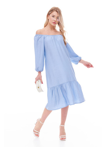 Блакитна легка сукня з довгим рукавом. колір блакитний Oona