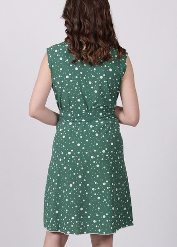 Зелена кежуал сукня жіноча 119 горох білий софт зелена Актуаль