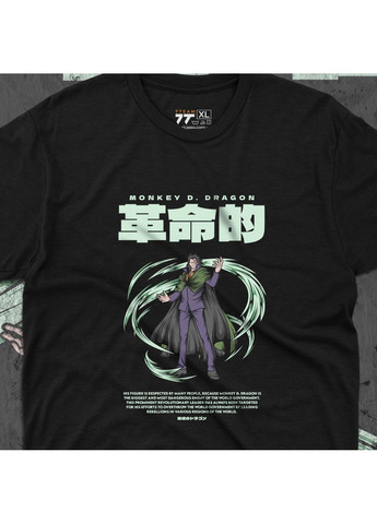 Черная футболка c принтом ван пис - monkey d dragon No Brand