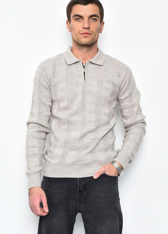Бежевый демисезонный свитер мужской бежевого цвета акриловый пуловер Let's Shop