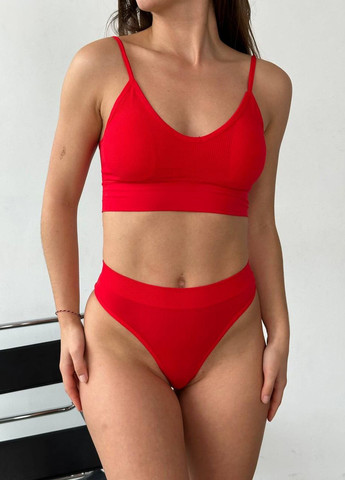 Червоний демісезонний жіночий комплект безшовної нижньої білизни No Brand