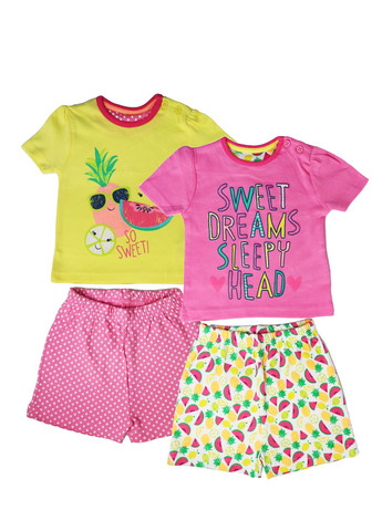 Комбінована набір літніх піжам для дівчинки 2 шт 86 жовтий-рожевий Primark