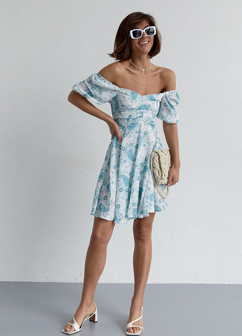 Бірюзова відвертий літня сукня міні з драпіруванням спереду - бірюзовий Lurex