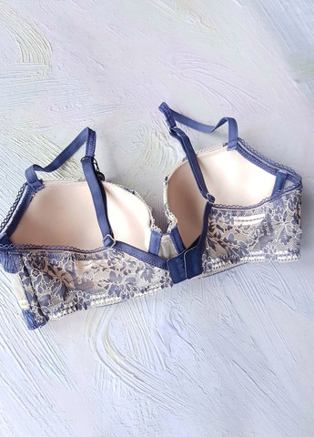 Бежевый бюстгальтер гипюр синий с бежевым Pleasure State