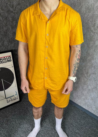 Літній жовтий костюм сорочка шорти No Brand (262089453)