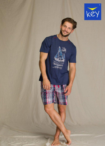 Пижама мужская шорты и футболка с коротким рукавом Джинс MNS 710 A21 (С) Key (257043133)