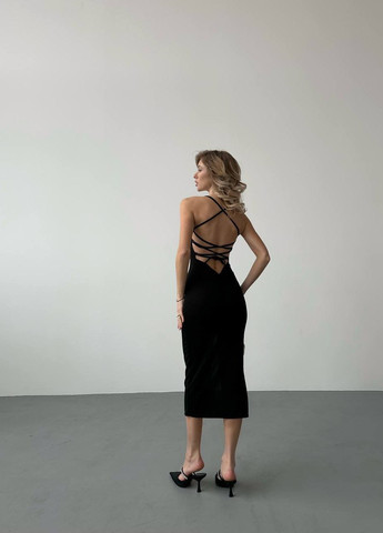 Чорна коктейльна, вечірня жіноча сукня креп-дайвінг No Brand