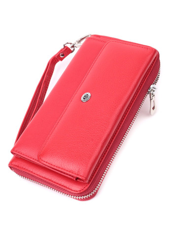 Симпатичный кошелек-клатч с ручкой для ношения в руке из натуральной кожи 22530 Красный st leather (277980482)