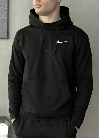 Демісезонний худі чорний з лого Nike (двонитка) Vakko (260669122)