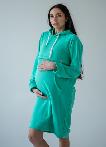 Мятное платье для беременных и секретом для кормления HN однотонное