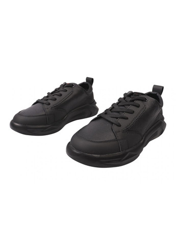Черные кроссовки мужские из натуральной кожи, на низком ходу, на шнуровке, черные, украина Brave 184-21DTS