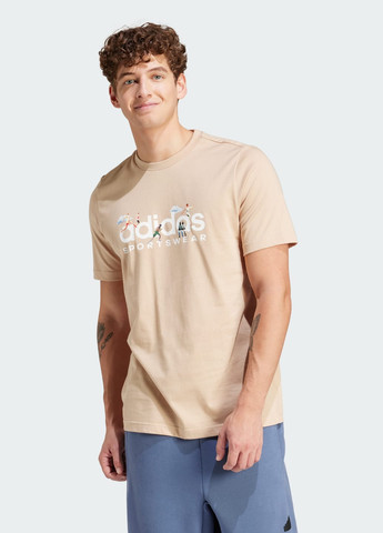 Бежевая футболка landscape sportswear graphic adidas