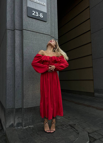 Красное кэжуал, вечернее женское платье софт No Brand