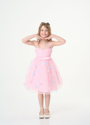 Розовое розовое нарядное платье с бабочками Yumster (260941926)