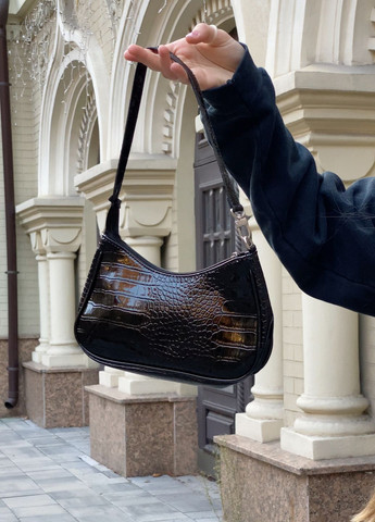 Женская сумка багет рептилия черная No Brand (268136497)