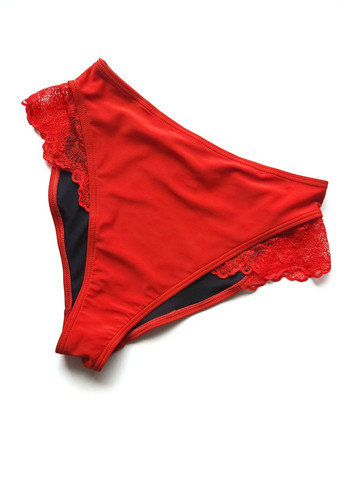 Красные трусики для плаванья женские с гипюром без бренду красные однотонные No Brand