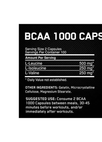 BCAA 1000 Caps 60 Caps Optimum Nutrition (258512156)
