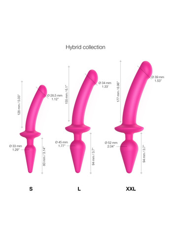 Анальная пробка с дилдо 2в1 SWITCH PLUG-IN DILDO Fuchsia L, диаметр 4,5/3,4 см Strap-On-Me (258470855)