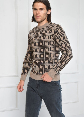 Коричневый зимний свитер мужской коричневого цвета пуловер Let's Shop
