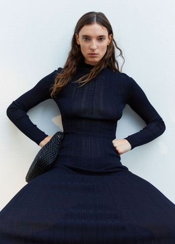 Темно-синя повсякденний плаття, сукня H&M однотонна