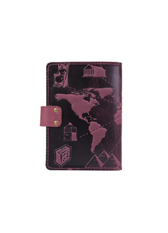 Обкладинка для паспорта зі шкіри «7 wonders of the world» PB-03S / 1 Shabby Alga Темно-зелений Hi Art (268371825)