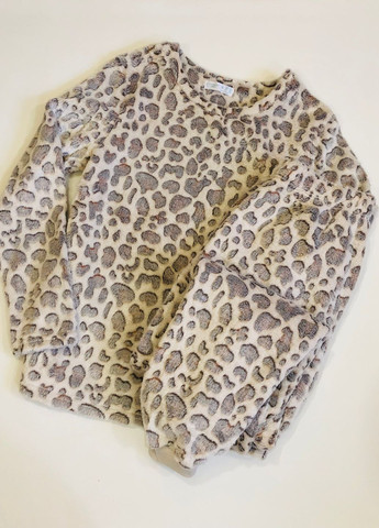 Комбинированная зимняя плюшевая нежнейшая пижама свитшот + брюки Primark