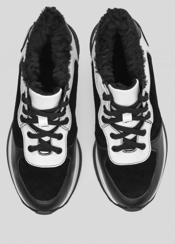 Черные зимние женские зимние черные кроссовки из натуральной кожи. Villomi