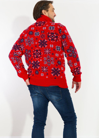 Красный светри чоловічий светр з українською символікою (110858) Lemanta