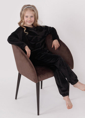 Чорна піжама дитяча домашня велюрова кофта зі штанами чорний Maybel
