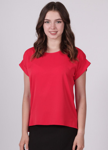 Красная летняя блузка женская 539 однотонный софт красная Актуаль