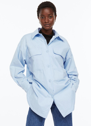 Блакитна демісезонна утеплена куртка-сорочка H&M