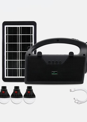 Портативна станція з сонячною панеллю, 3-ма лампочками, Bluetooth, FM-радіо, MP3 та підставкою для телефону No Brand (265952776)