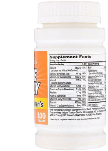 One Daily Women's, Multivitamin Multimineral 100 Tabs 21st Century (256723377)