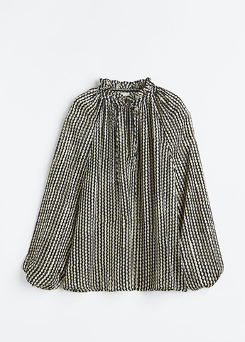 Чорно-біла крепова блуза з оборками H&M
