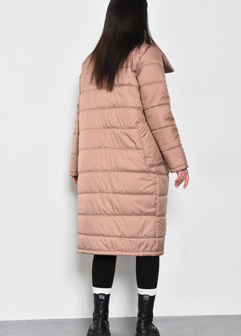Коричневая зимняя куртка женская демисезонная удлиненная цвета мокко Let's Shop