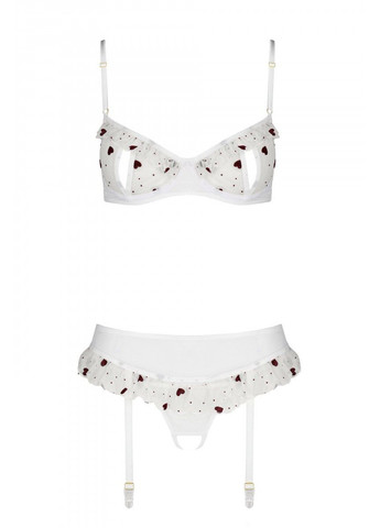Белый комплект с поясом для чулок и стринги с вырезом lovelia set Passion