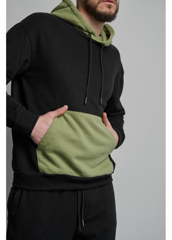 Спортивный костюм мужской весна осень COLOR BLOCK с худи черный с зеленым Handy Wear (275793044)