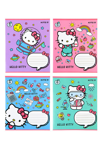 Тетрадь в косу линию 12 листов Hello Kitty цвет разноцветный ЦБ-00197344 Kite (259961155)