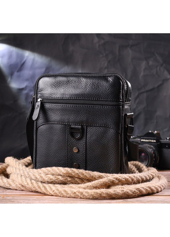 Практична чоловіча сумка з натуральної шкіри 21291 Чорна Vintage (258286237)