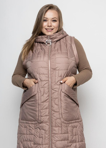 Бежевое демисезонное Женское пальто жилет демисезонное большого размера трансформер DIMODA