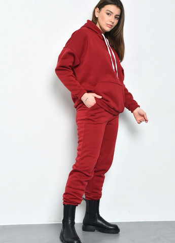 Спортивний костюм жіночий на флісі бордового кольору Let's Shop (275094918)