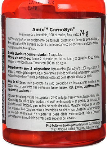 Beta Alanine 600 mg 100 Caps Amix Nutrition (257079510)