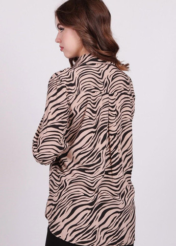 Світло-коричнева рубашка удлиненная женская 9798 принт зебра софт светло-коричневй Актуаль