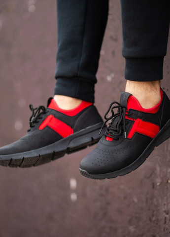 Черные демисезонные кросовки south marlou black/red Vakko