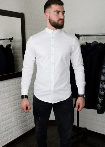 Біла чоловіча сорочка casual комірець - стійка Vakko (259302454)