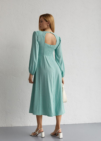 Мятное откровенный платье в горошек с вырезом на спинке - мятный Elisa