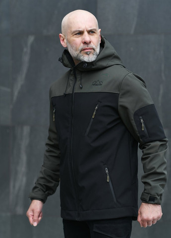 Оливковая (хаки) демисезонная куртка korol' lev черный, хаки Pobedov